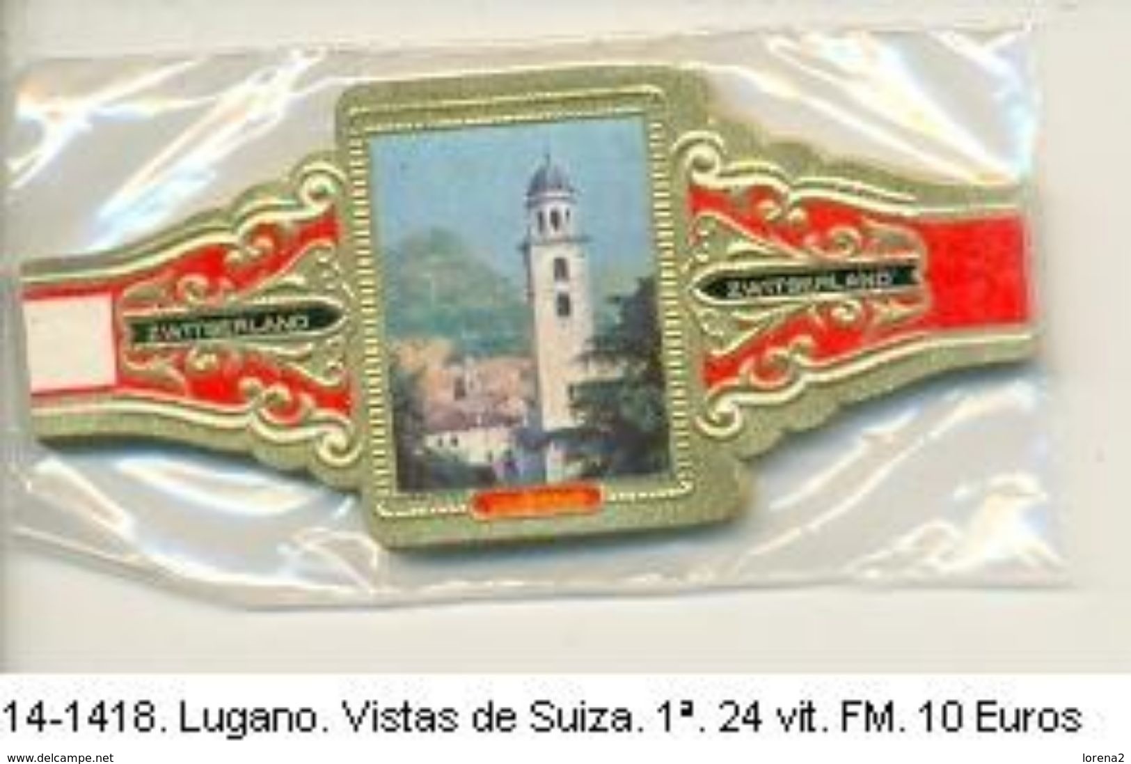 Vitolas Lugano. Vistas De Suiza, Serie 1ª. F.M. Ref. 14-1418 - Vitolas (Anillas De Puros)