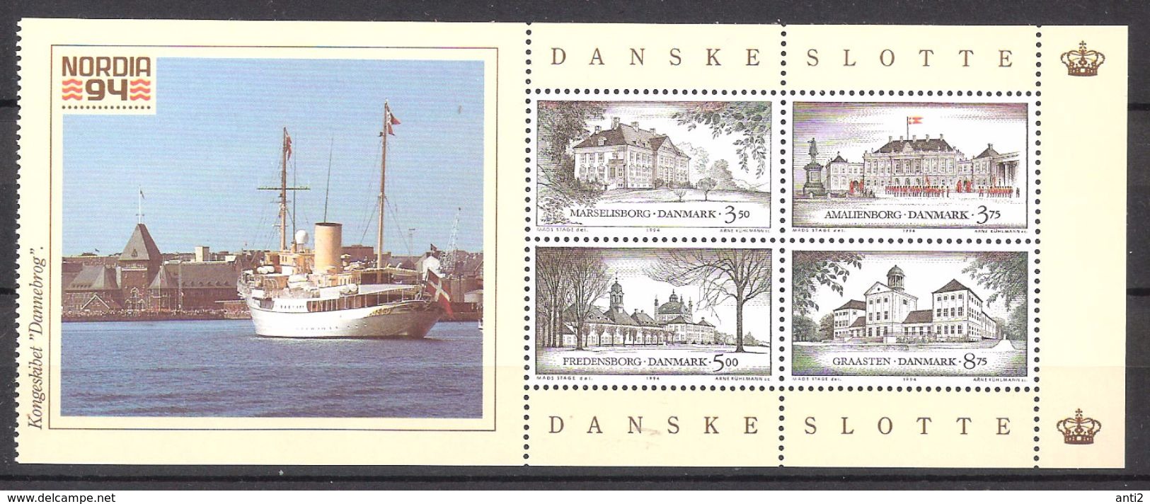 Denmark  1994 Castles:  Marselisborg, Amalinborg, Fredensborg And Graasteen  Mi  1073-1076 In Pane  Booklet MNH(**) - Neufs