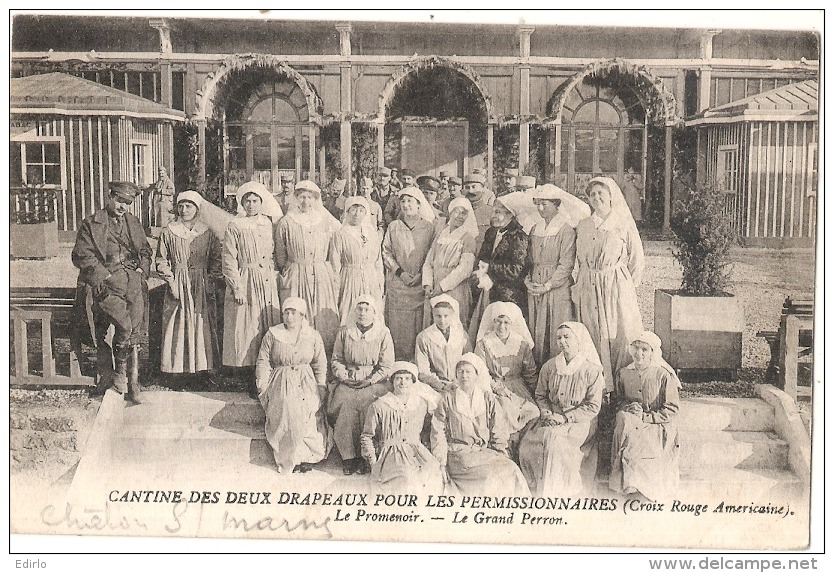 CHALONS SUR MARNE - Cantine Des Deux Drapeaux Pour Les Permissionnaires Le Promenoir - TTB   écrite - Guerra 1914-18