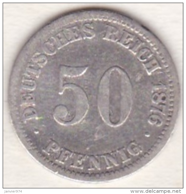 Empire. 50 Pfennig 1876 C (FRANKFURT) , En Argent - 50 Pfennig