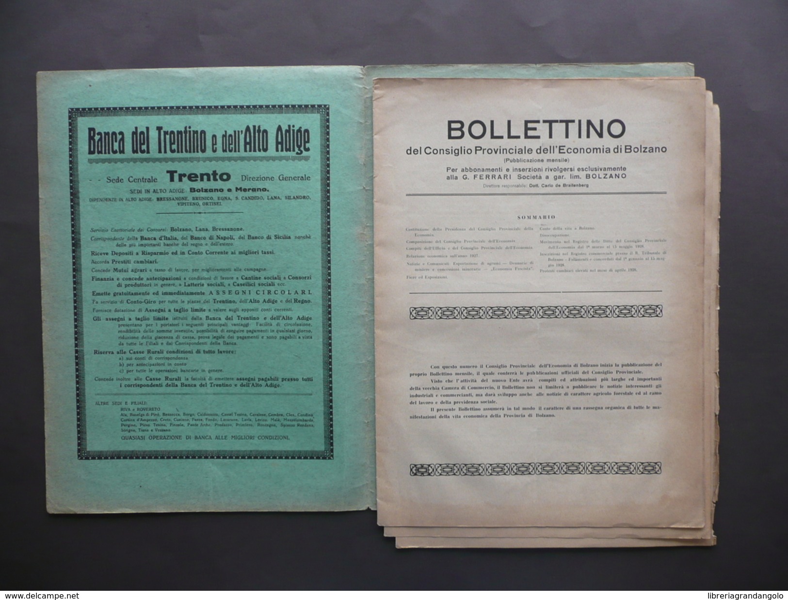 Bollettino Ufficiale Consiglio Provinciale Dell'Economia Di Bolzano N. 1-5 1928 - Sin Clasificación