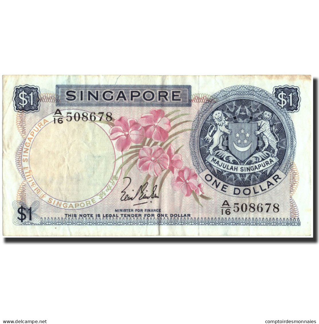 Billet, Singapour, 1 Dollar, Undated (1967-72), Undated, KM:1a, TB+ - Singapur