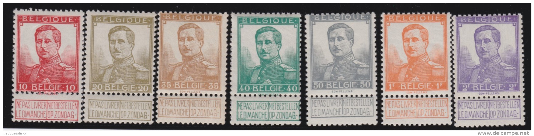 Belgie    .    OBP       .     111/117        .    **     .      Postfris  ZONDER  Charmier  .   /  .    Neuf ** - 1912 Pellens