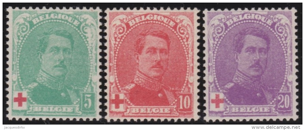 Belgie    .    OBP       .     129/131         .    **     .      Postfris  ZONDER  Charmier  .   /  .    Neuf ** - 1914-1915 Rotes Kreuz