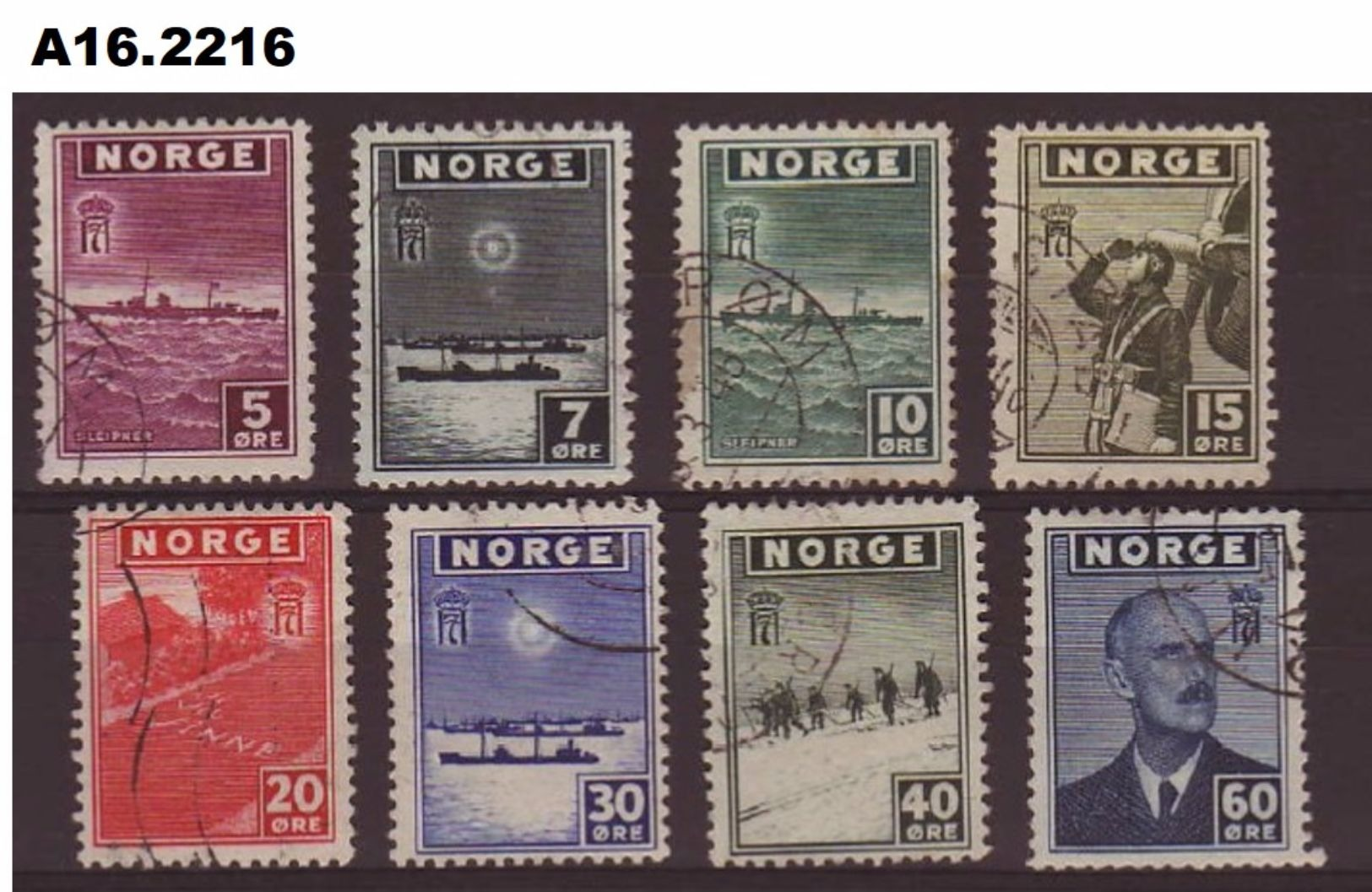 Norvège, 1943, Mi 276-283  -  OBL  -  (int_A-162216.1) - Gebraucht