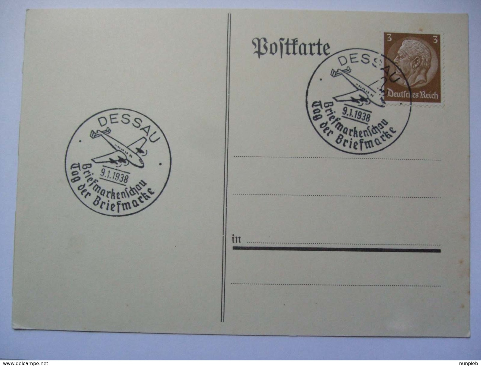 Germany 1938 Postkarte - Desau Briefmarkenschau Tag Der Briefmarke Sonderstempel - Briefe U. Dokumente