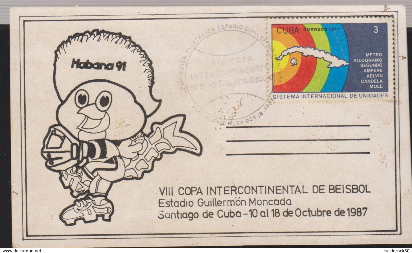 O) 1987 CUBA-CARIBE, VIII INTERCONTINENTAL BASEBALL CUP, INTERNATIONAL MEASUREMENT SYSTEM, SOUVENIR MNH - Unused Stamps