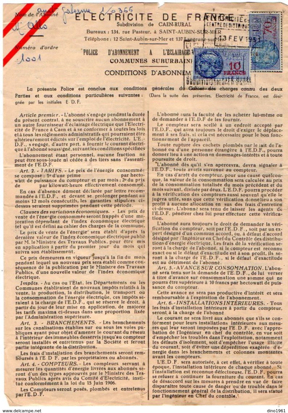 VP10.842 - PARIS - Acte de 1950 - Mme GALERME & ALLO de NOISY LE SEC Vente d'une propriété sise à OUISTREHAM RIVA BELLA