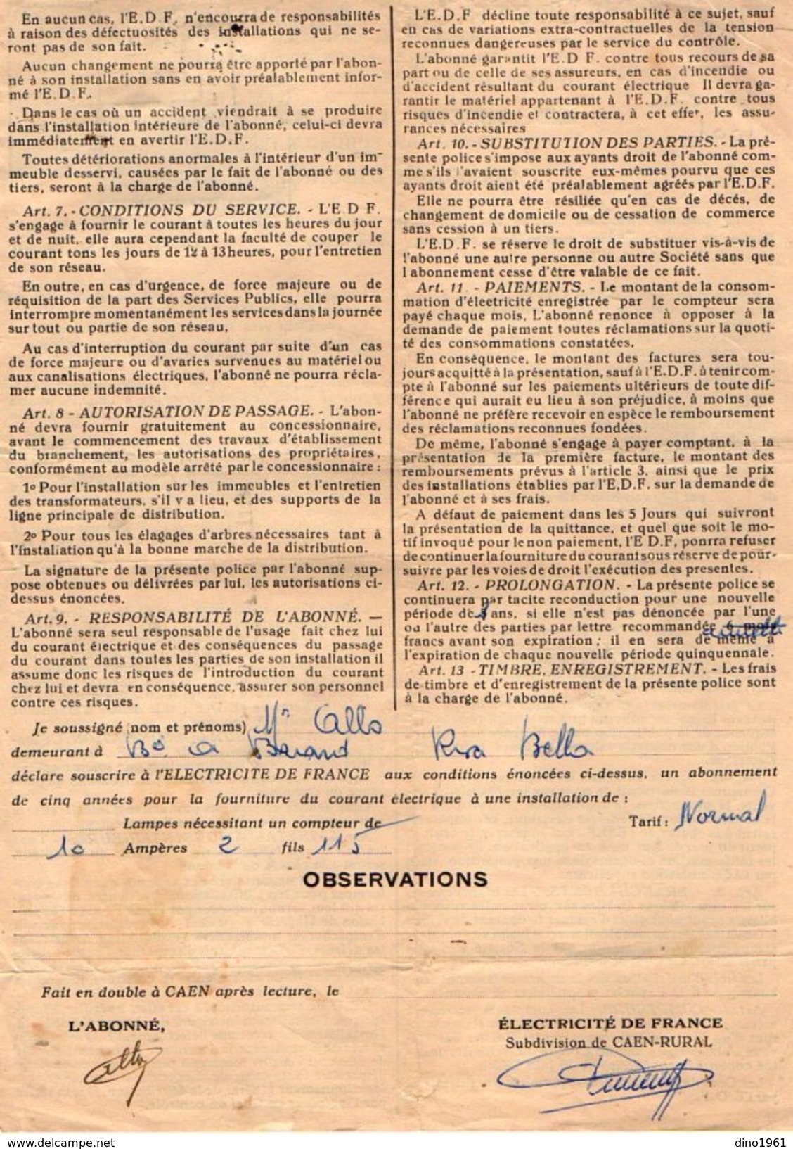 VP10.842 - PARIS - Acte de 1950 - Mme GALERME & ALLO de NOISY LE SEC Vente d'une propriété sise à OUISTREHAM RIVA BELLA