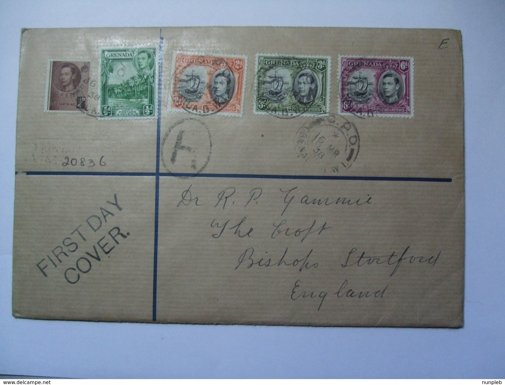 GRENADA GEORGE VI REGISTERED FIRST DAY COVER DEFINITIVES Up To 6d Values - Granada (...-1974)