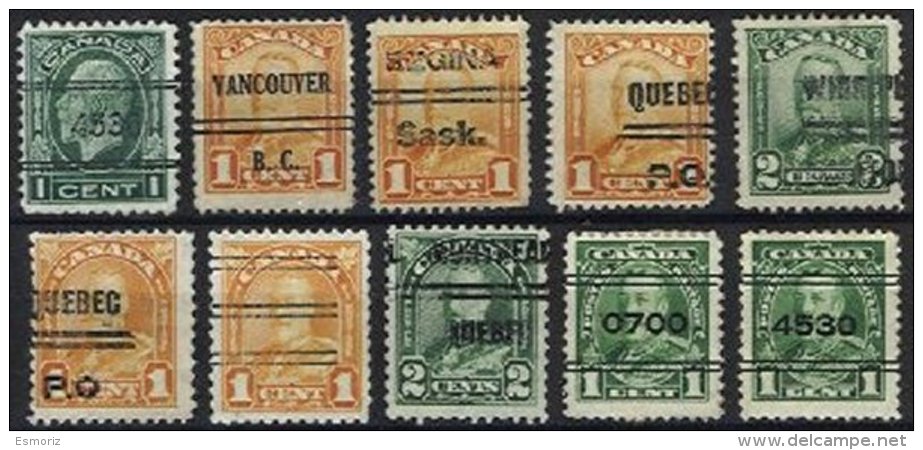 CANADA, Yv 129/30, 140, 142, 161, 179, Used, F/VF - Préoblitérés