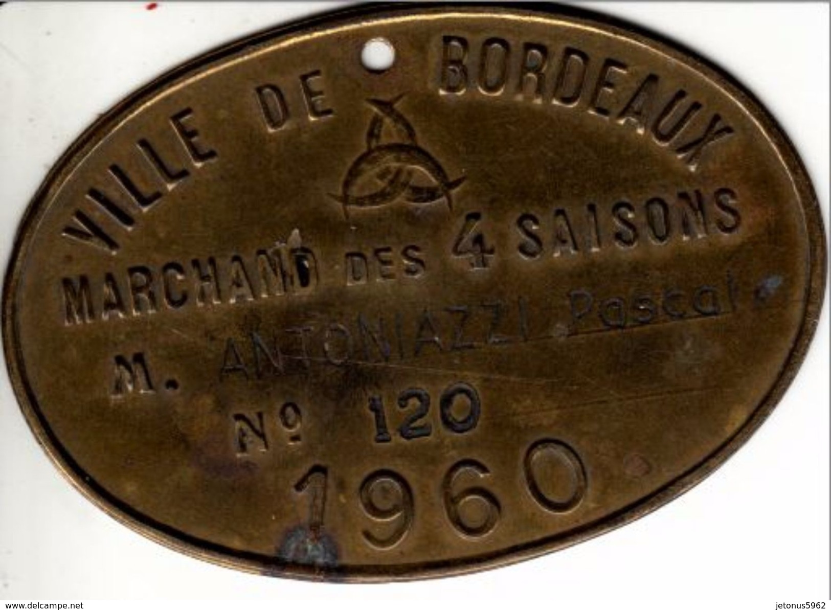 Bordeaux - Plaque Professionnelle, Marchand Des 4 Saisons, 1960 - Professionnels / De Société