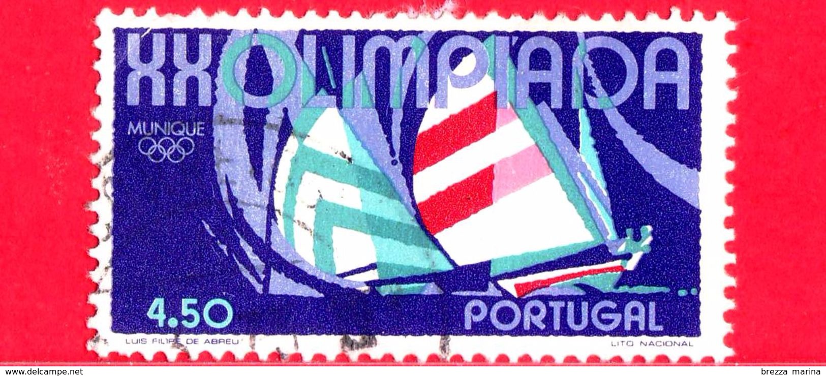 PORTOGALLO - Usato - 1972 - 20° Olimpiadi Moderne - Monaco 1972 - Vela - Sailing - 4.50 - Gebraucht