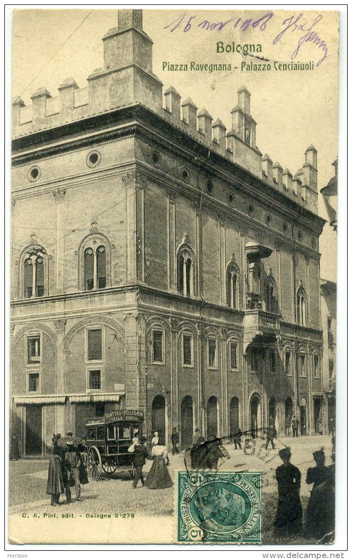 R.877.  BOLOGNA - Piazza Ravegnana... - 1908 - Bologna