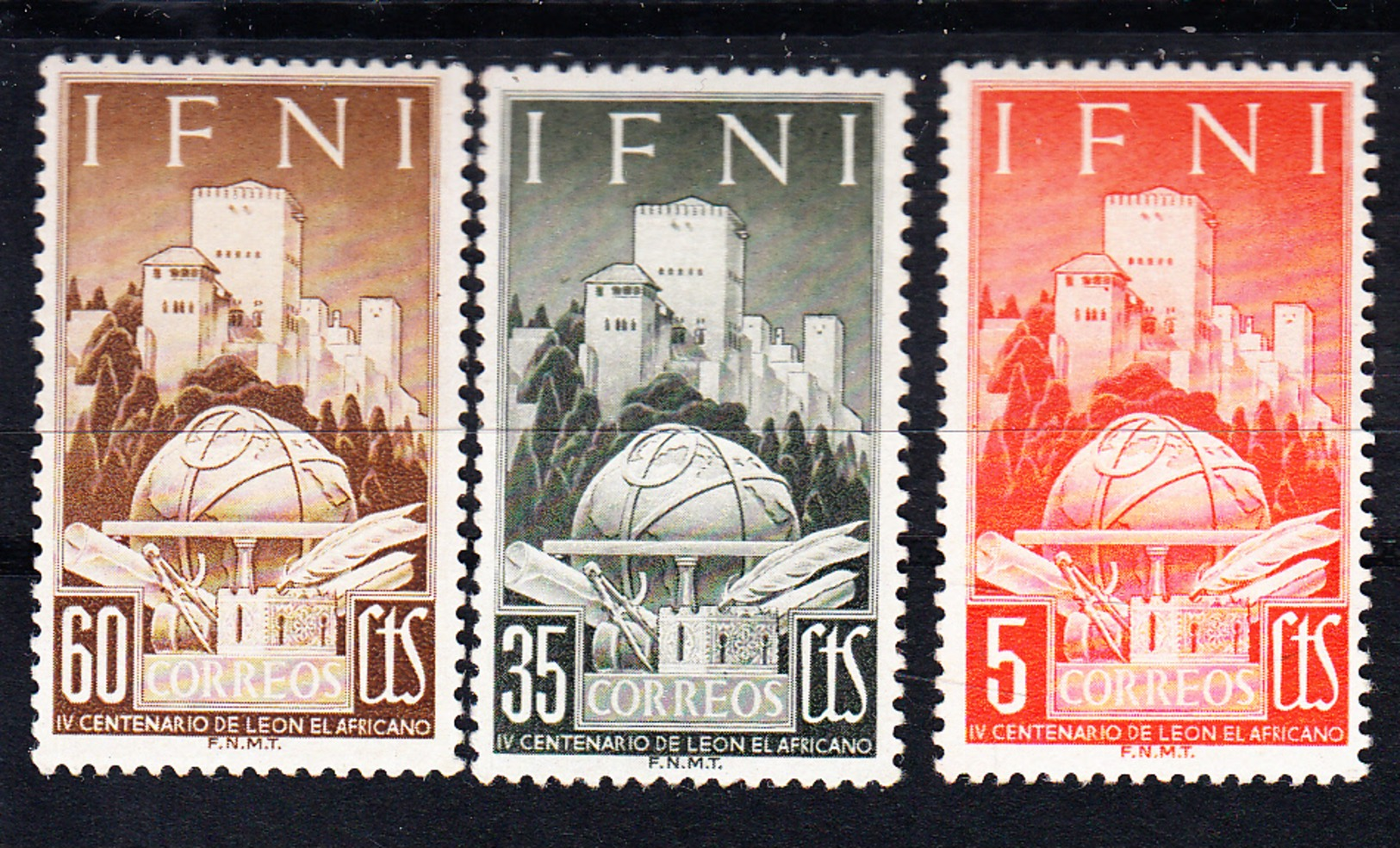 IFNI 1952. GEOGRAFO LEON EL AFRICANO  .EDIFIL Nº 86/88.NUEVOS  SIN  CHARNELA CECI 2 Nº 59 - Ifni