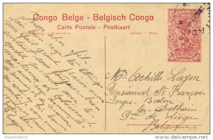 Belgian Congo Postal Stationery Picture Postcard "Elisabethville Governor Residence" 30 C. Posted 1925 From Matadi - Stamped Stationery