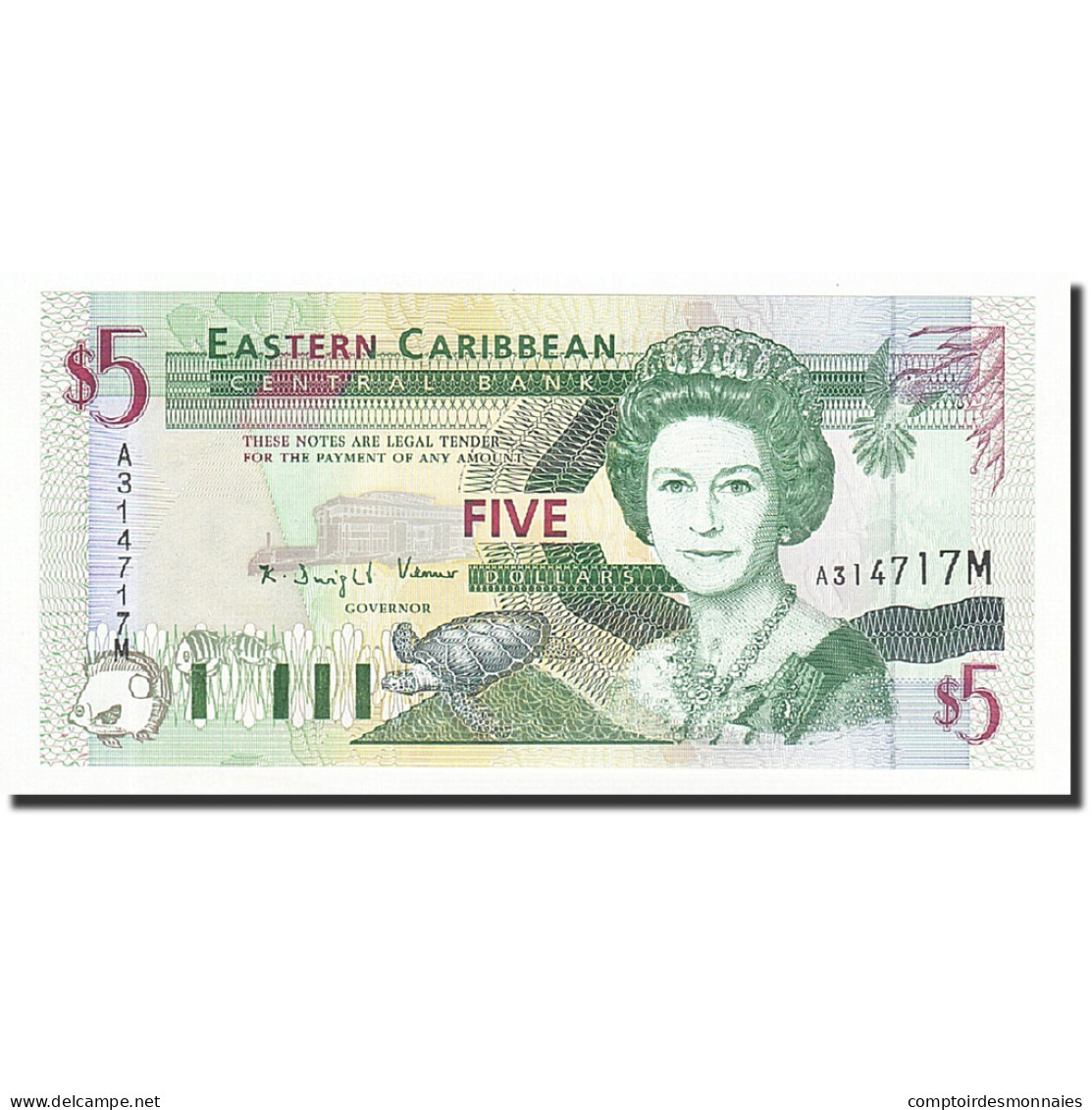 Billet, Etats Des Caraibes Orientales, 5 Dollars, Undated (1994), KM:31m, NEUF - Ostkaribik