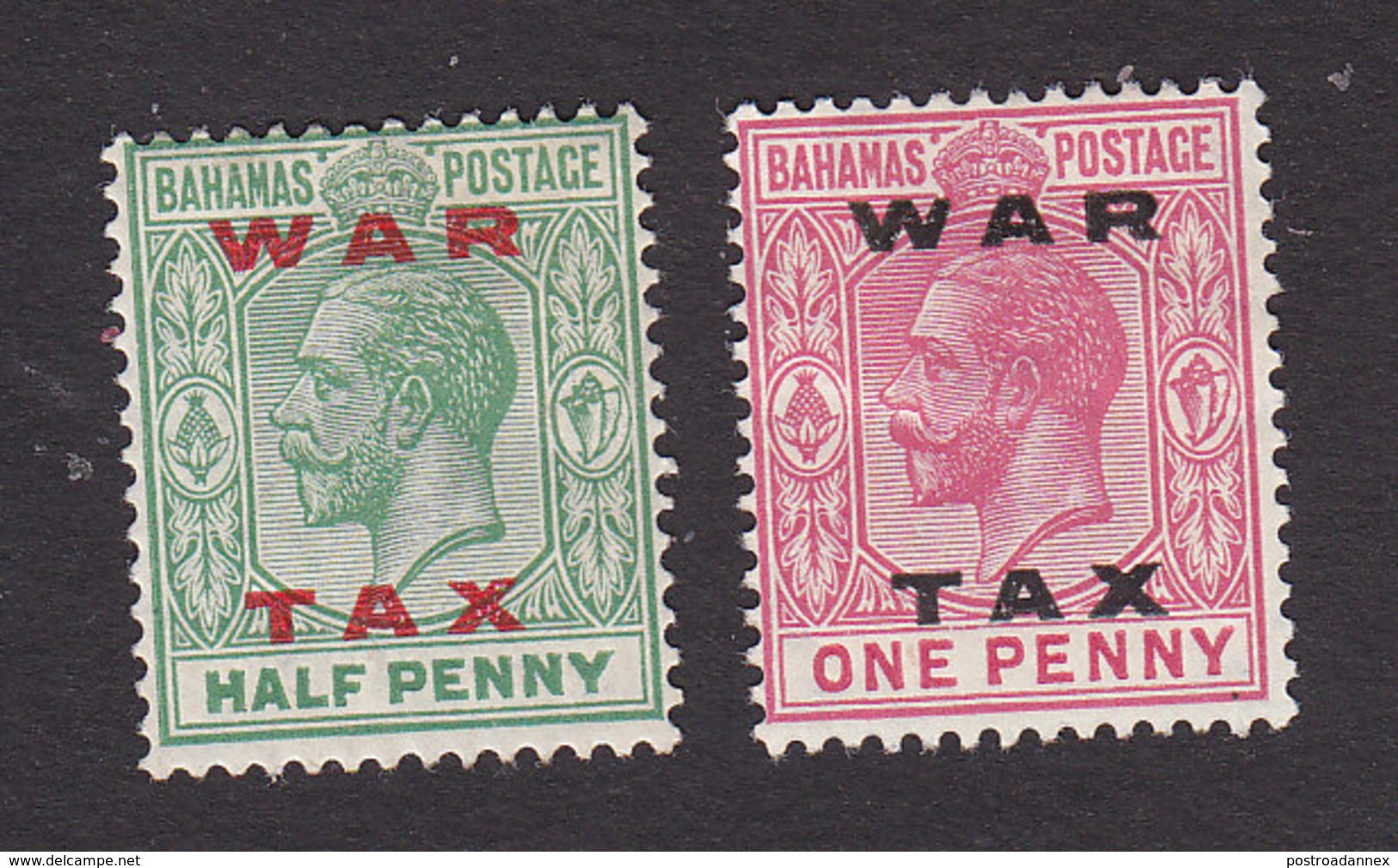 Bahama, Scott #MR11-MR12, Mint Hinged, George V Overprinted, Issued 1919 - 1859-1963 Crown Colony