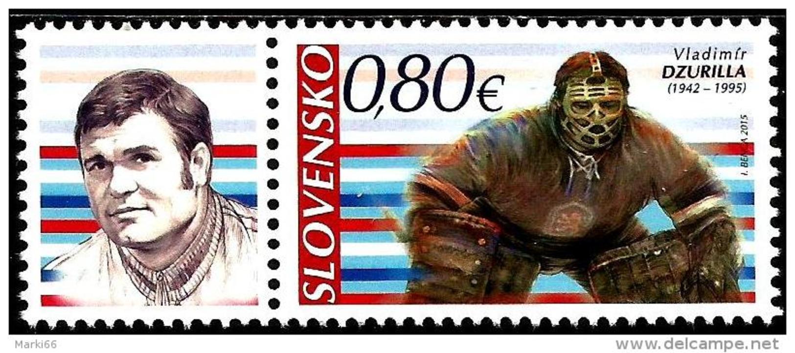 Slovakia - 2015 - Sport - Ice Hockey - Vladimir Dzurilla - Mint Stamp With Coupon - Nuovi