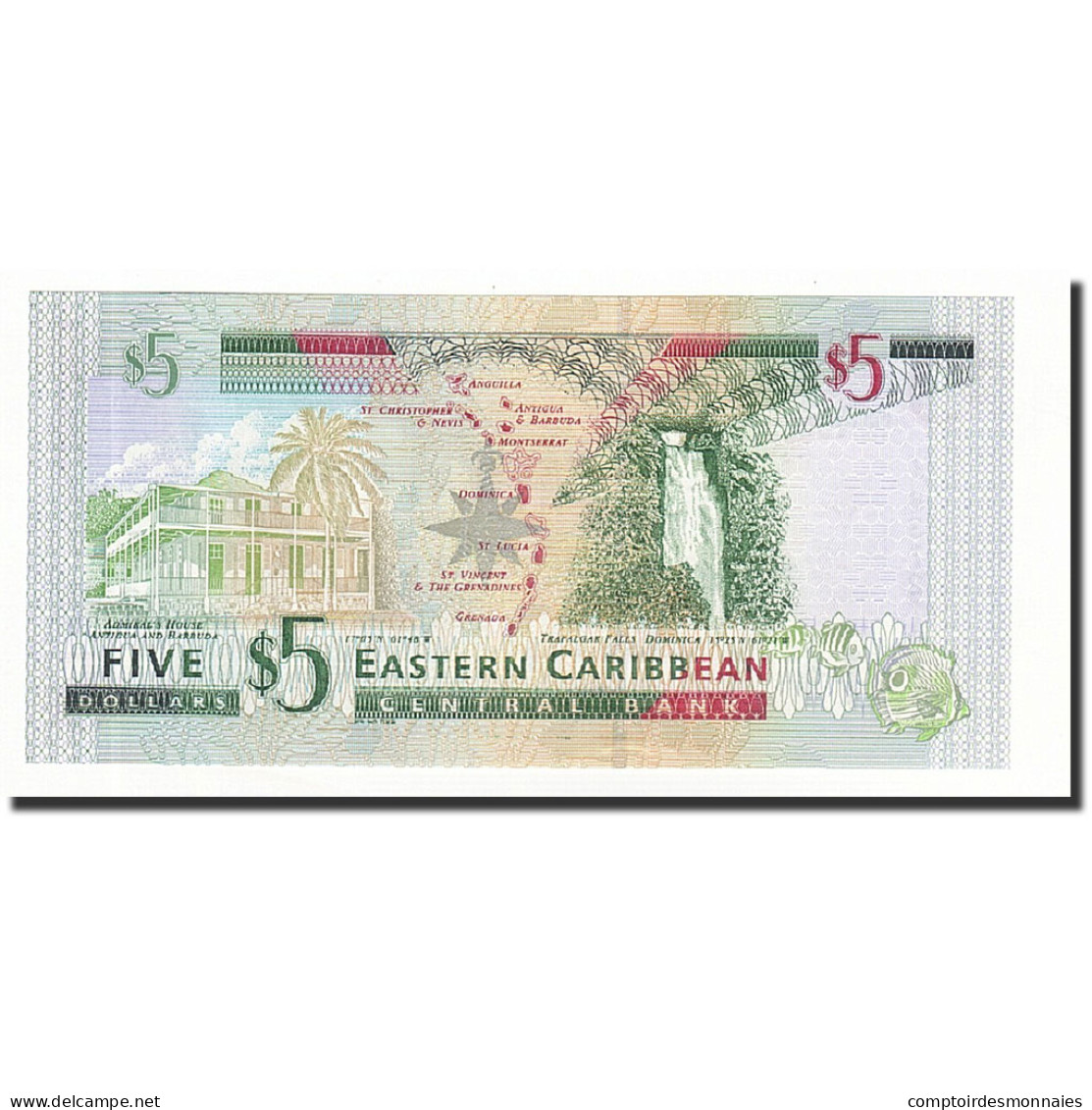 Billet, Etats Des Caraibes Orientales, 5 Dollars, Undated (2003), KM:42Av, NEUF - Ostkaribik