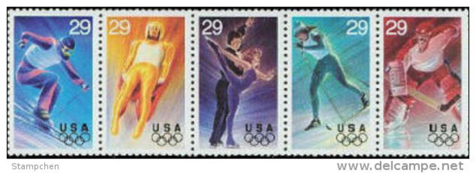 1994 USA Olympic Winter Games Lillehammer Stamps Sc#2807-11 2811a Skiing Luge Ice Dancing Hockey - Unused Stamps