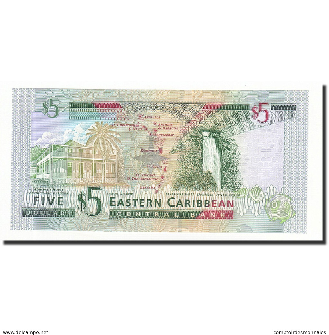 Billet, Etats Des Caraibes Orientales, 5 Dollars, Undated (2003), KM:42m, NEUF - Ostkaribik
