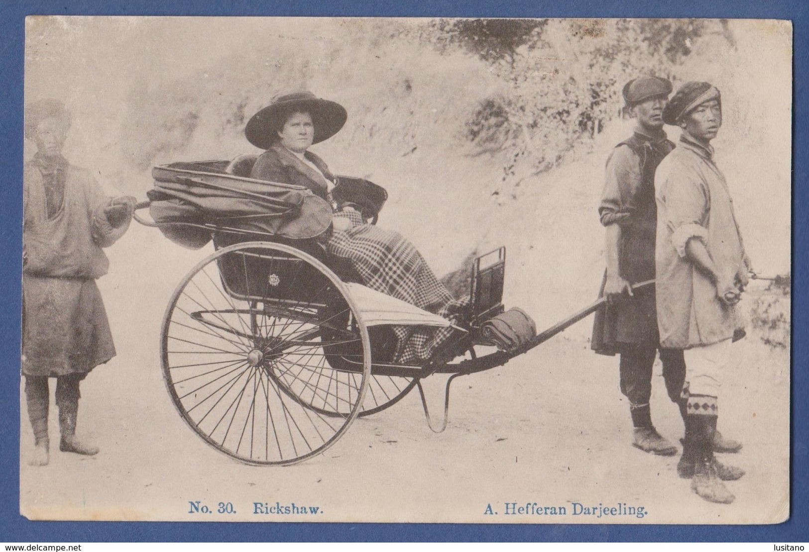 China Tibet Postcard Thibetans With Rickshaw Darjeeling Himalaya Vintage Postcard - Tibet