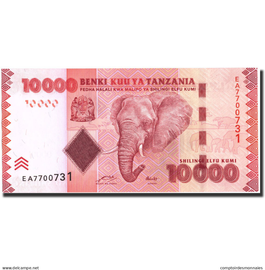 Billet, Tanzania, 10,000 Shilingi, 2010, Undated (2010), KM:44, NEUF - Tanzania