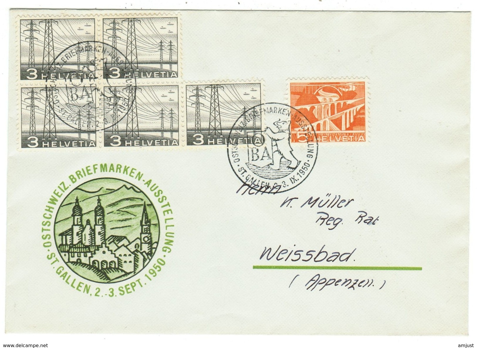 Suisse // Schweiz // Switzerland //  1950-1959 // Lettre  Expo St.Gall 1950 Pour Weissbad (Appenzell) - Lettres & Documents