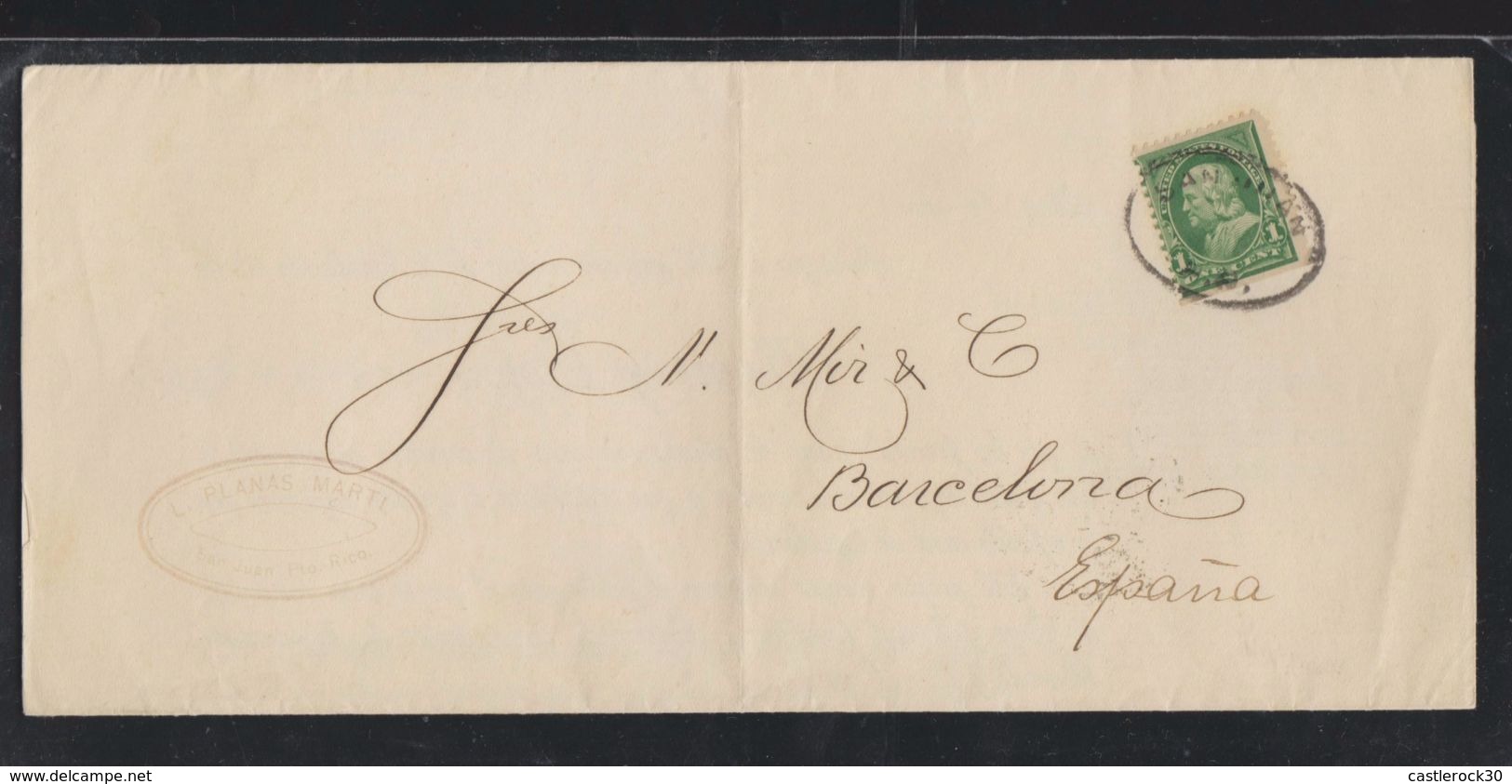 O) 1902 UNITED STATES-USA, THOMAS JEFFERSON 2 CENT NEWSPAPER, RATE TO BARCELONA SPAIN, RECEPTION MARK, XF - Brieven En Documenten