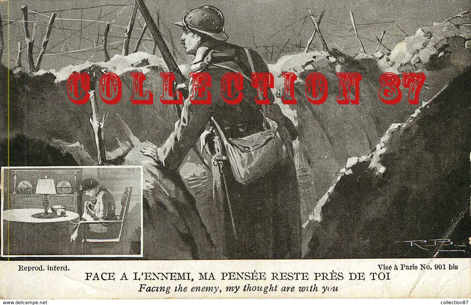 GUERRE 14 - POILU Dans Une TRANCHEE FACE à L'ENNEMI - FACING THE ENEMY <  CARTE PATRIOTIQUE - Guerre 1914-18