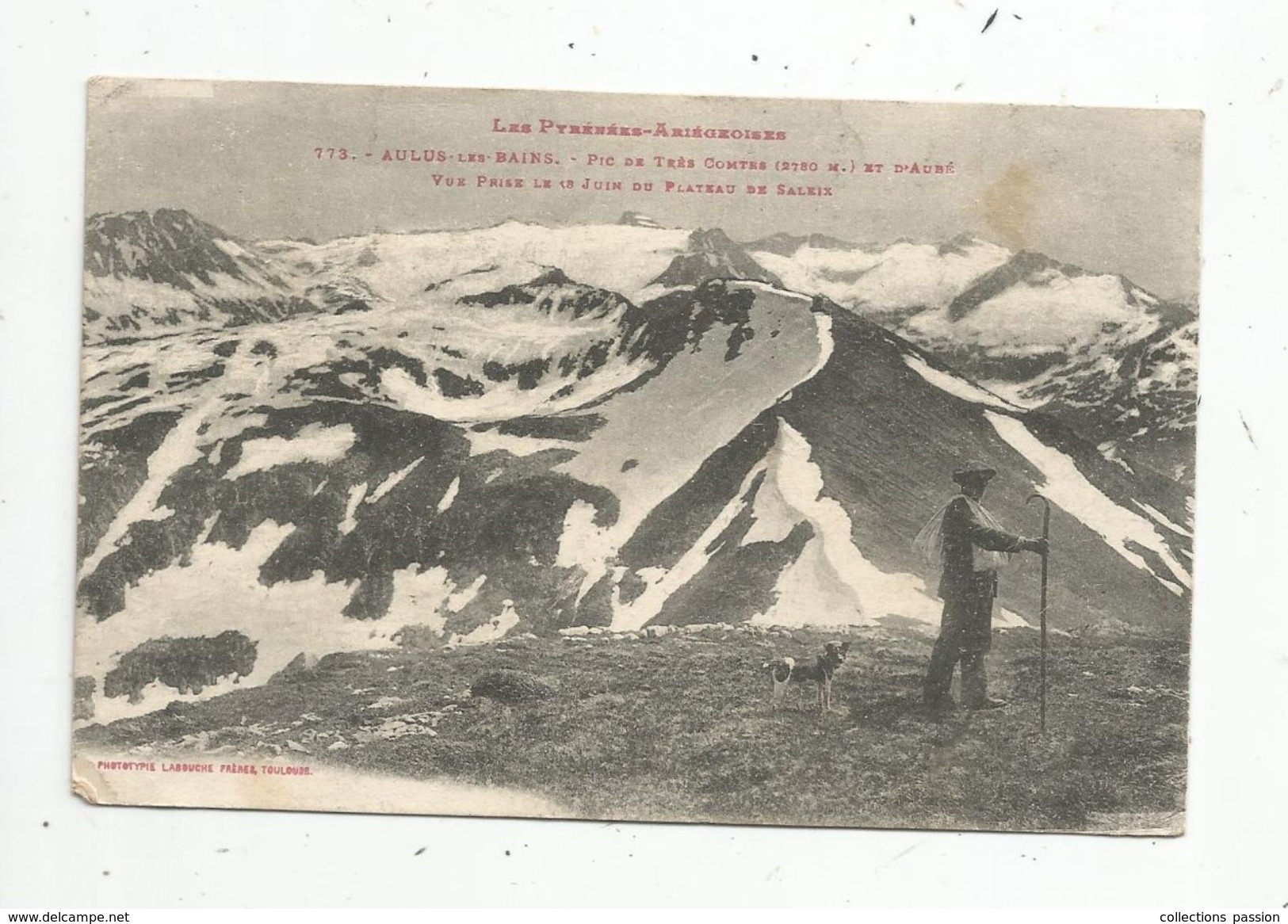 Cp, 09 , AULUS LES BAINS, Pic De Trés Comte Et D'Aubé , Vue Prise Du Plateau De Saleix , écrite 1919 - Sonstige & Ohne Zuordnung