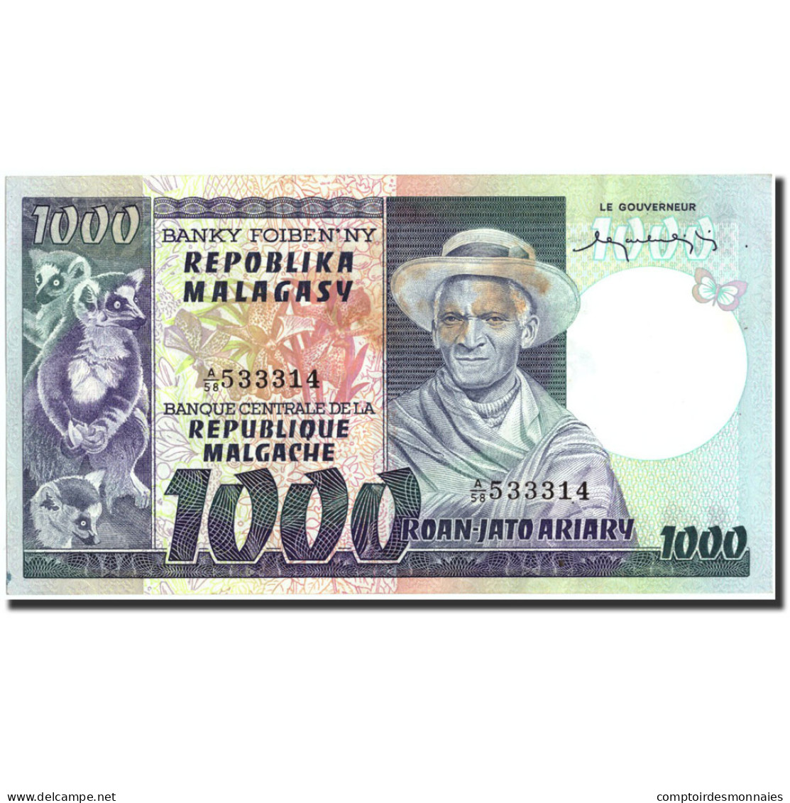 Billet, Madagascar, 1000 Francs = 200 Ariary, Undated, Undated, KM:65a, TTB+ - Madagascar