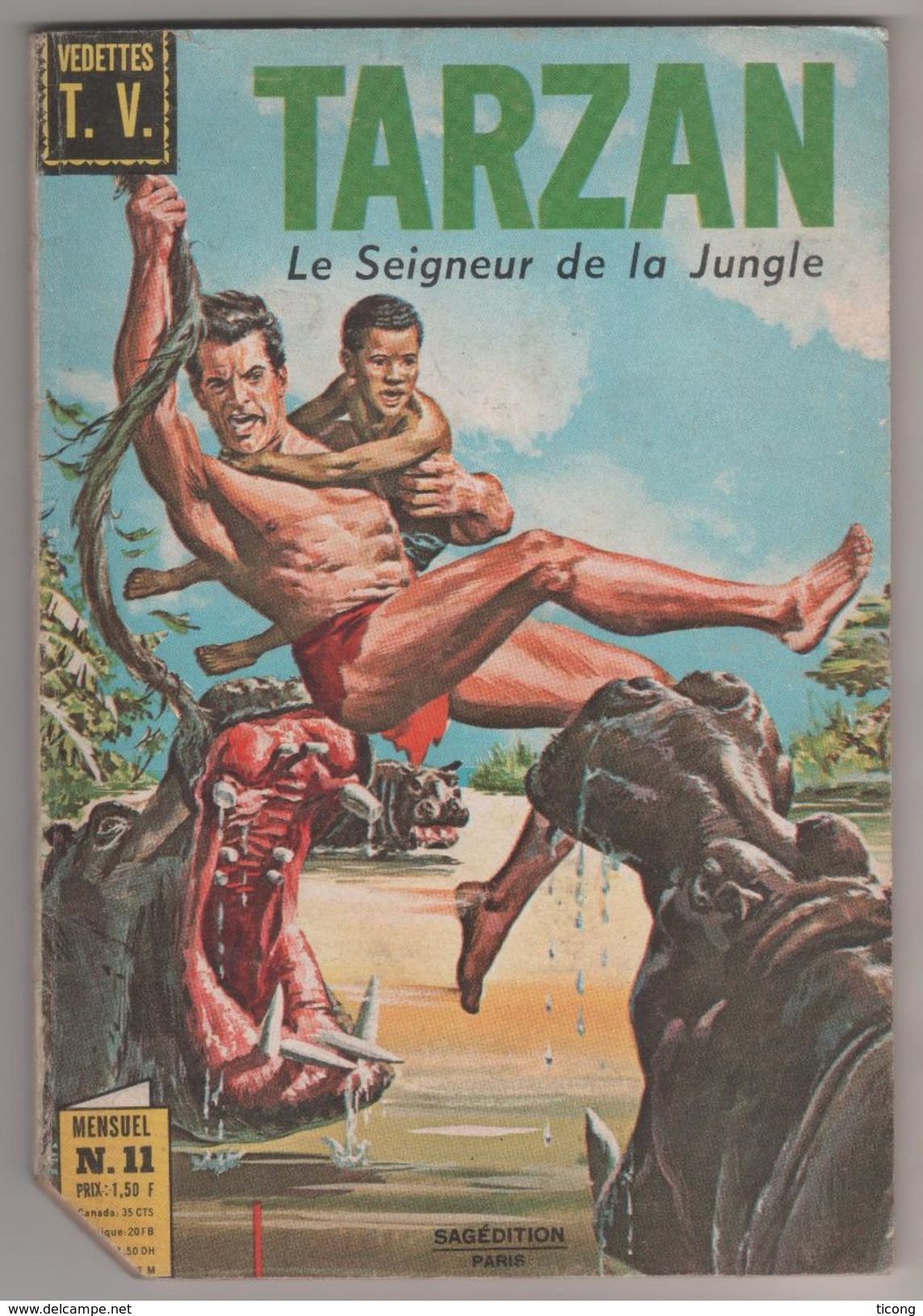 BD TARZAN SAGEDITION PARIS 1969 - LA VALLEE DU SEPULCRE, KORAC TERREUR SUR LA PLAGE, LES PROTOCERATOPS ( DINOSAURES ).. - Tarzan