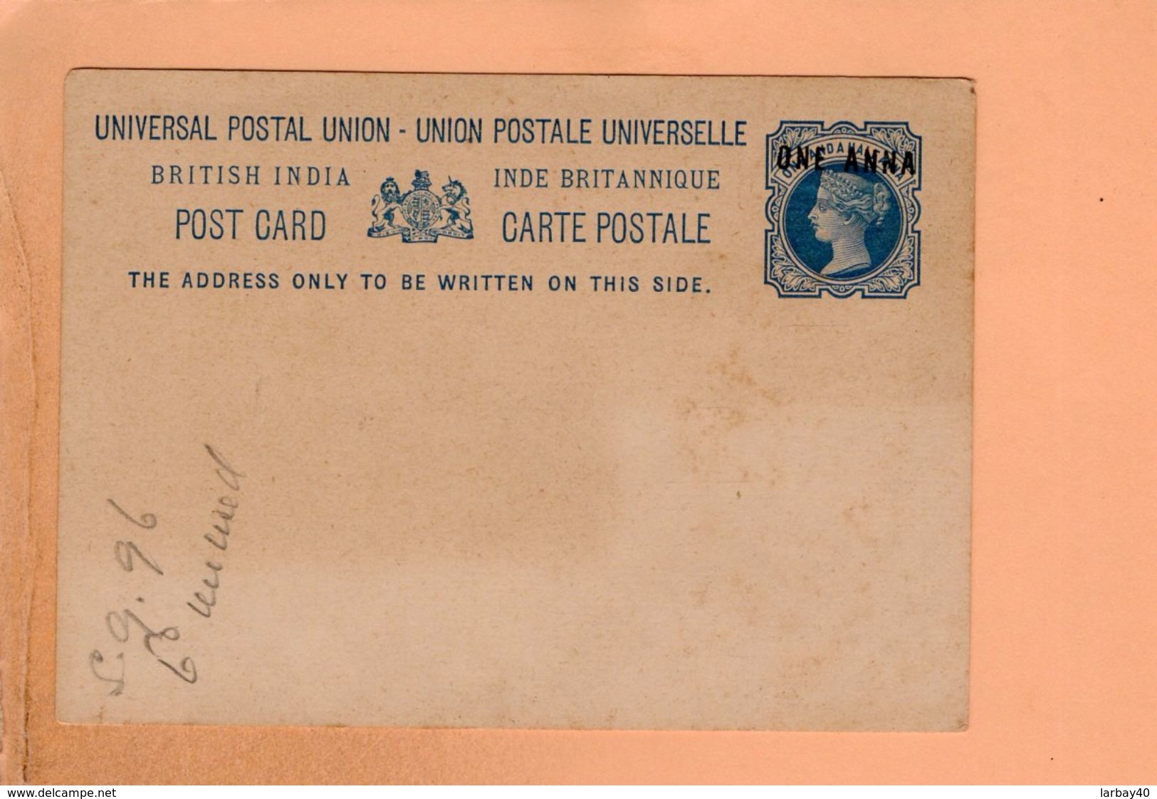 Cpa Cartes Postales Ancienne - British India Post Card   One Anna - Autres & Non Classés