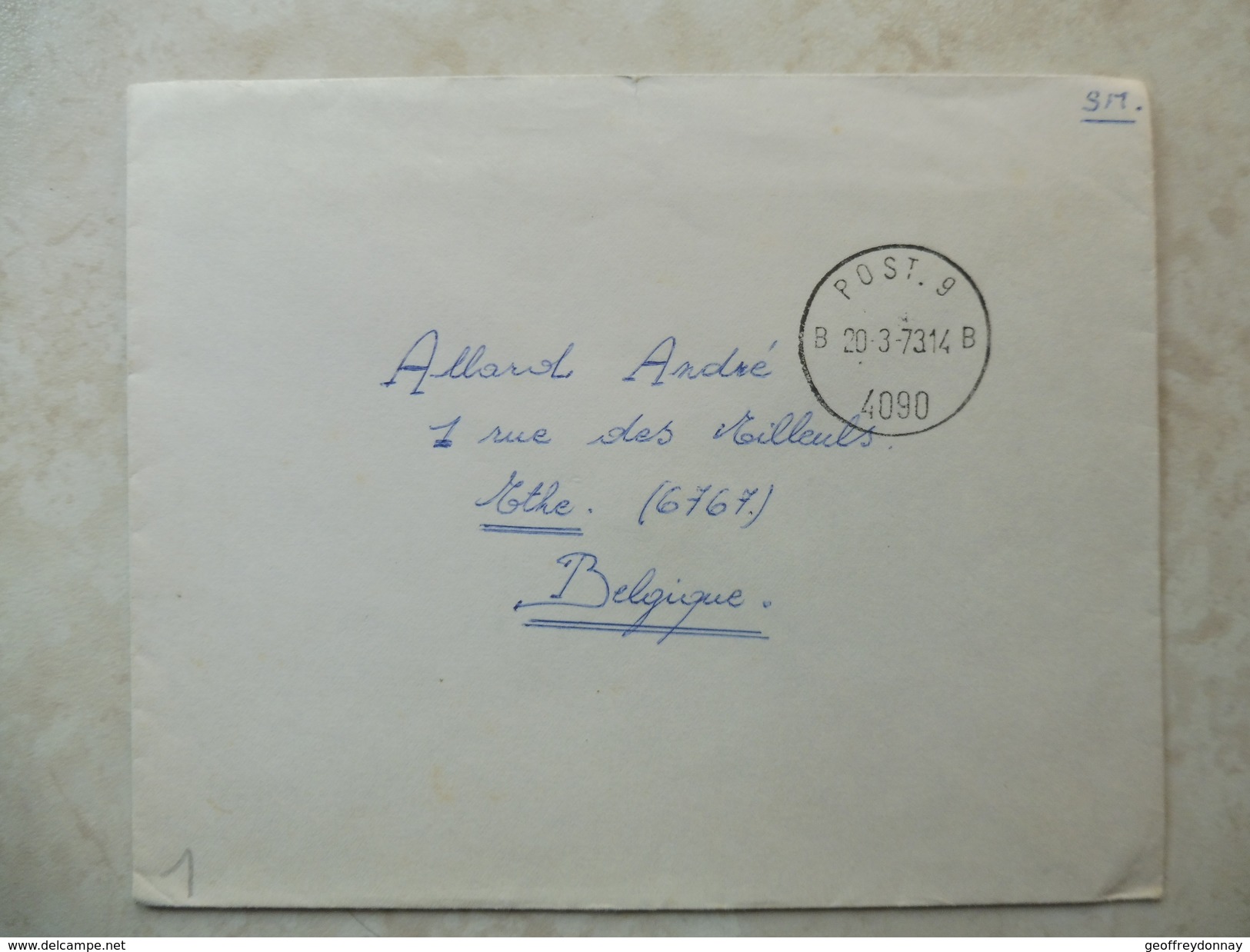 Lettre Belgique Service Militaire 1973 ( Cachet Post. 9 )  Code Postal 4090 Aachen - Sonstige & Ohne Zuordnung