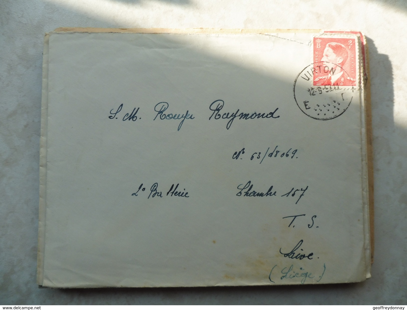 Lettre Belgique Service Militaire 1953 Virton E - Andere & Zonder Classificatie