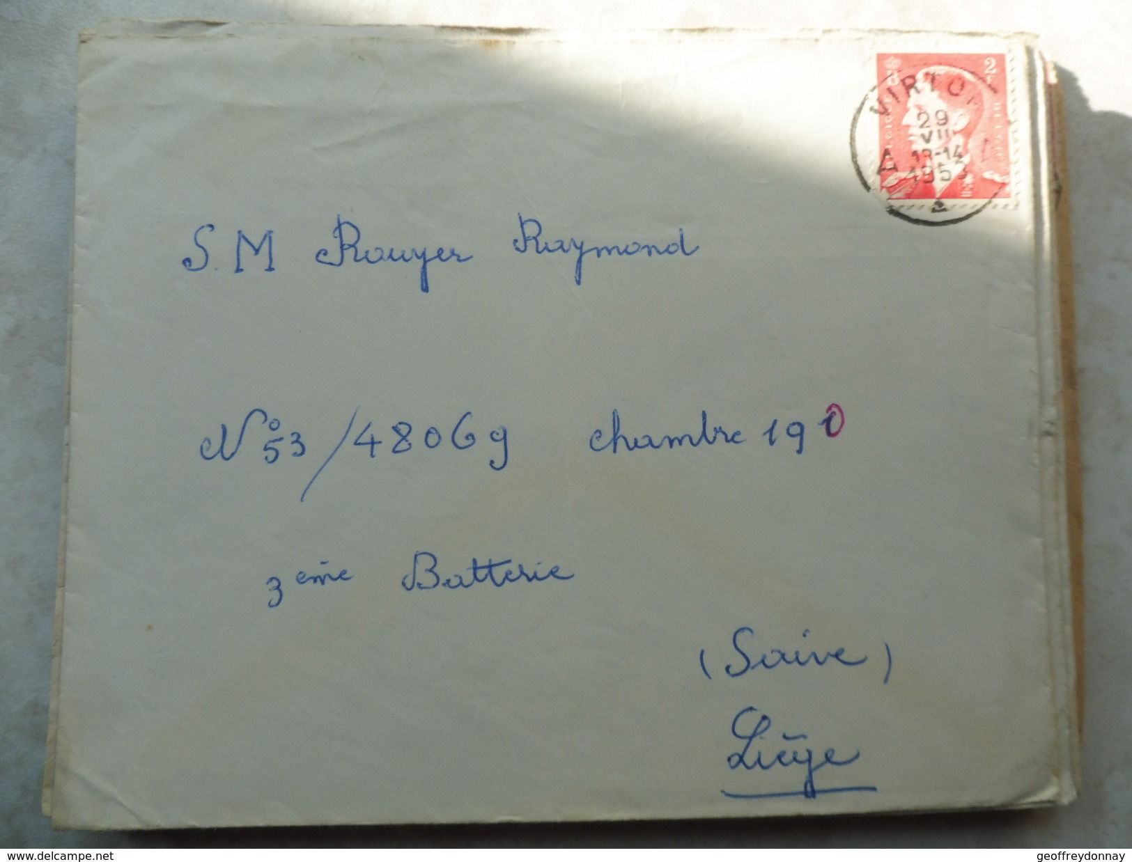 Lettre Belgique Service Militaire 1953 Virton A - Altri & Non Classificati