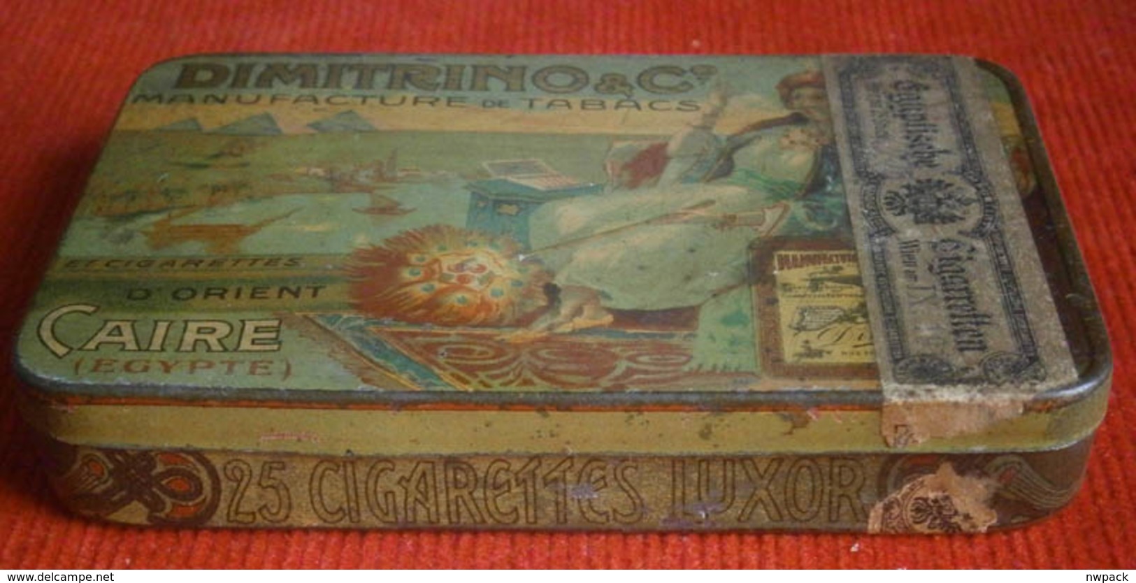 Dimitrino Luxor 25 Cigarettes Egypte  D` Orient - Empty Tobaco Box About 1910's With Label, Date - Boites à Tabac Vides