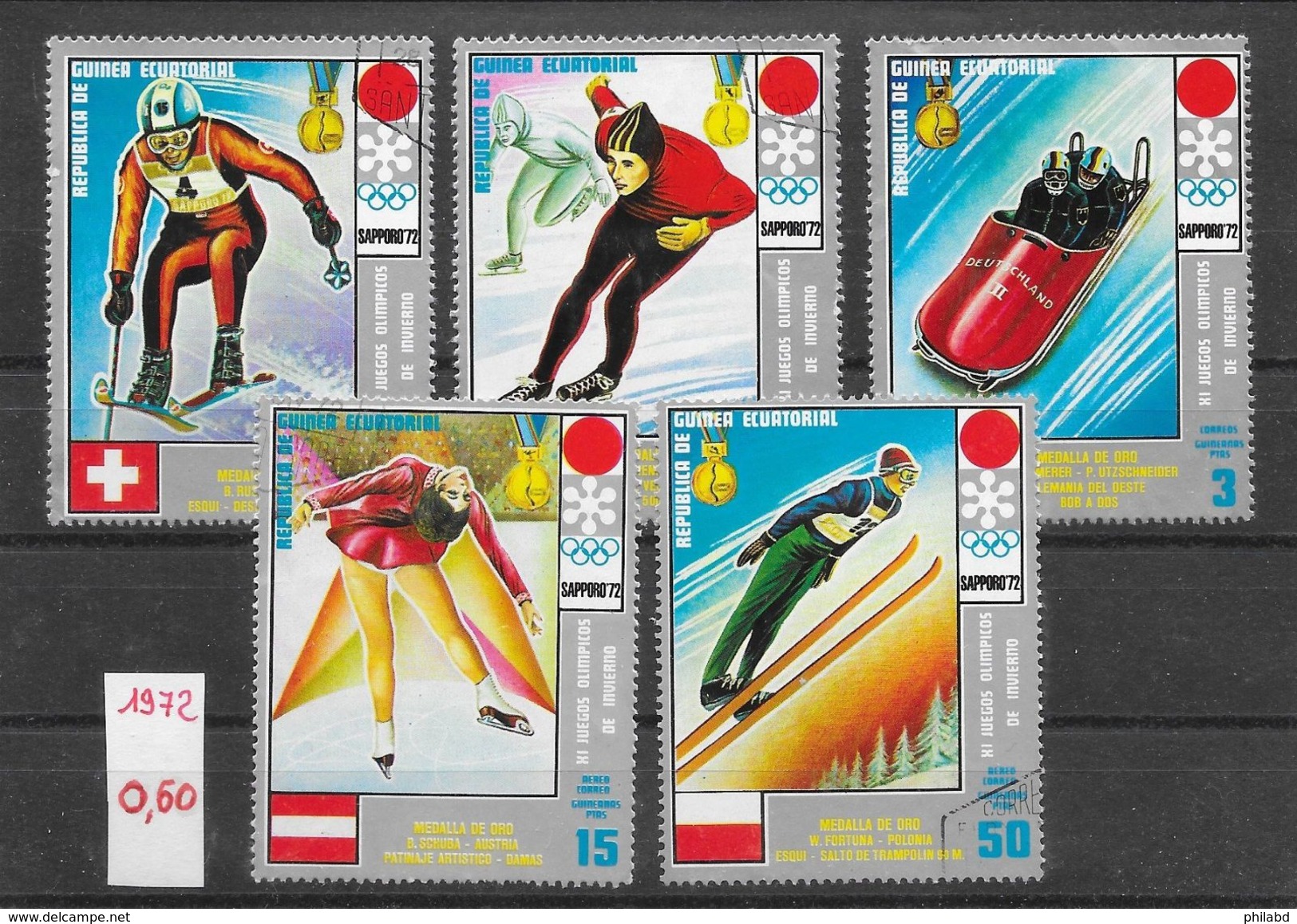 Sport D'hiver - Guinée équatoriale N°17 (3v) & PA N°6 (2v) (JO Sapporo 1972) 1972 O - Winter 1972: Sapporo