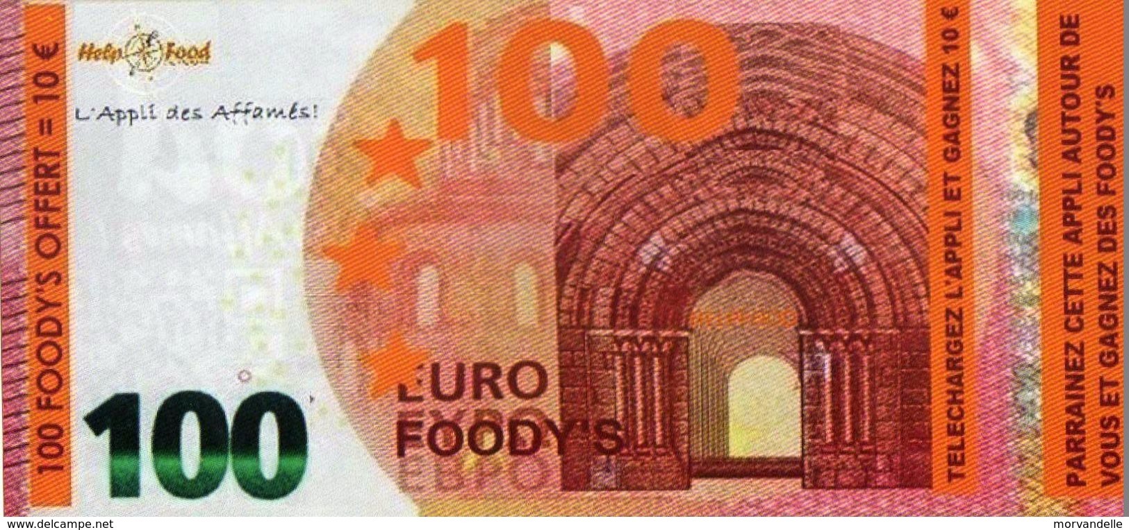 100 EURO FOODY'S L'Appli Des Affamés - Format 9,5X21 Cm - - Fictifs & Spécimens