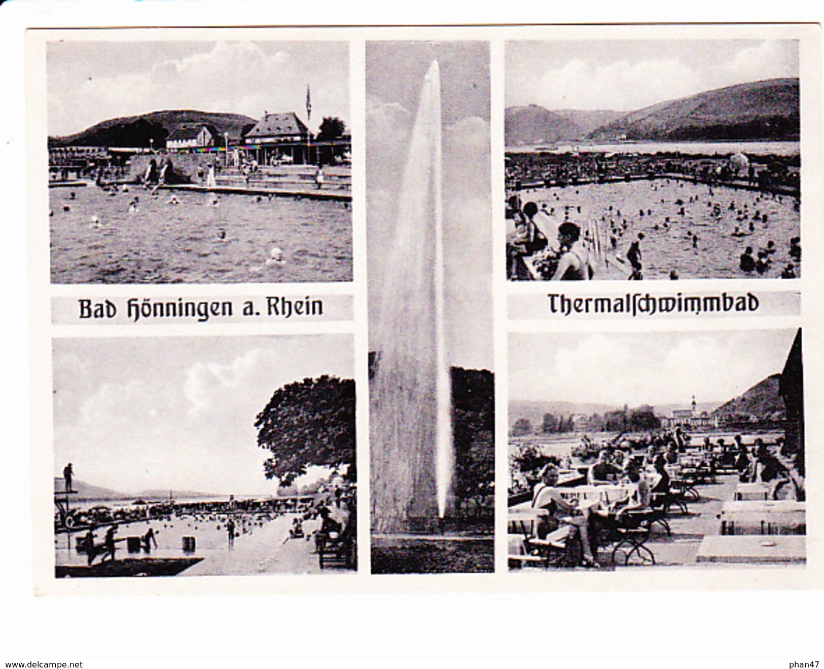 BAD HÖNNINGEN Sur Le Rhin, Thermes, Piscines, Curistes, Jet D'eau, Ed. Schrörs 1950 Environ - Neuwied