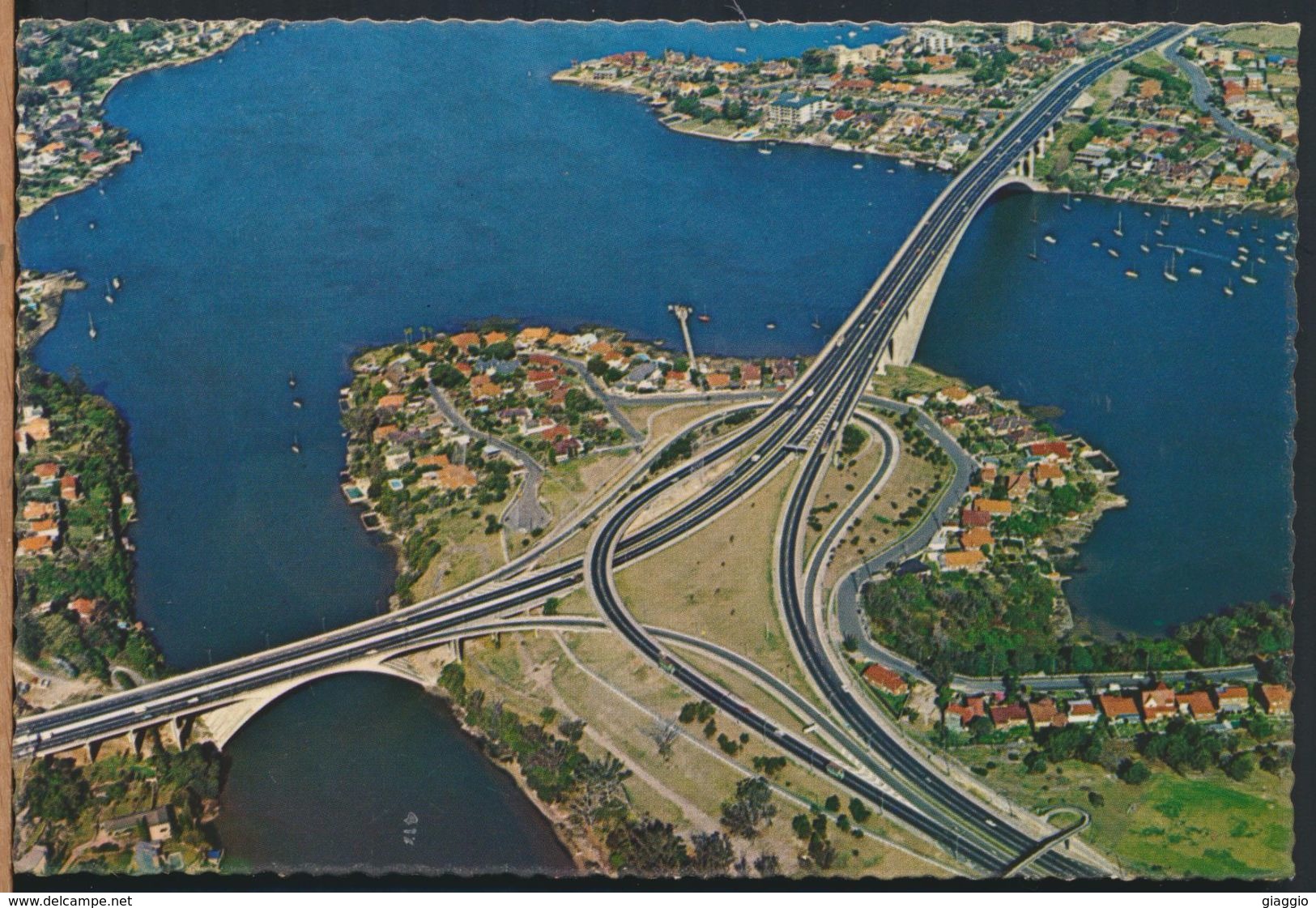 °°° 8103 - AUSTRALIA - SIDNEY - AERIAL OF GLADESVILLE BRIDGE AND PARRAMATTA RIVER - 1973 With Stanps °°° - Sydney