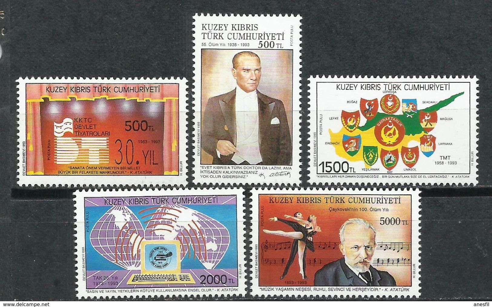 Chipre Turco_1993_Aniversarios - Unused Stamps