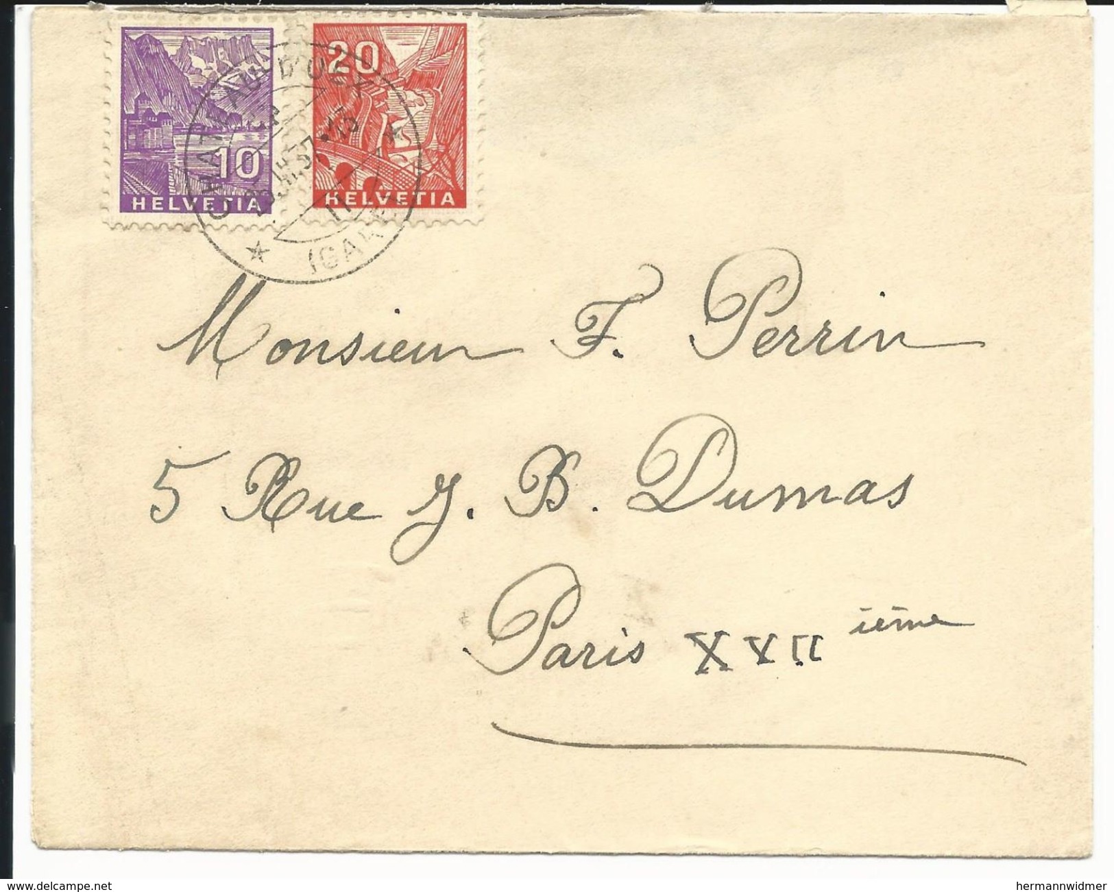 196,198, Paysages, Château Chillon, Ligne Gotthard, Obl. Château-d'Oex 25.....37, Cachet Arrivée Au Dos - Briefe U. Dokumente