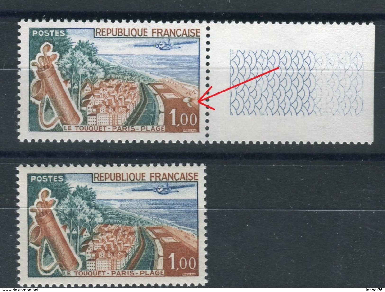 France - Variété  -  N°Yvert 1355 Le Touquet , Grand Parasol + Normal , Neufs Luxe , Superbe Variété - Ref V140 - Unused Stamps