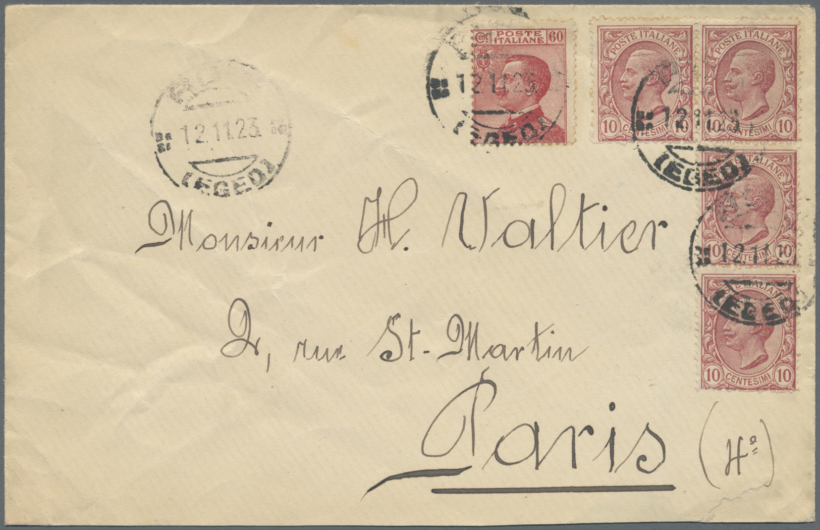 Br Ägäische Inseln: 1912/1940, Lot Of 3 Covers And 4 Used Ppc Bearing Frankings Italy, Mainly "RODI" Po - Egée