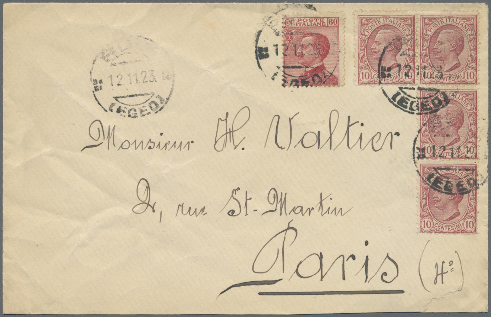 Br Ägäische Inseln: 1912/1940, Lot Of 3 Covers And 4 Used Ppc Bearing Frankings Italy, Mainly "RODI" Po - Aegean