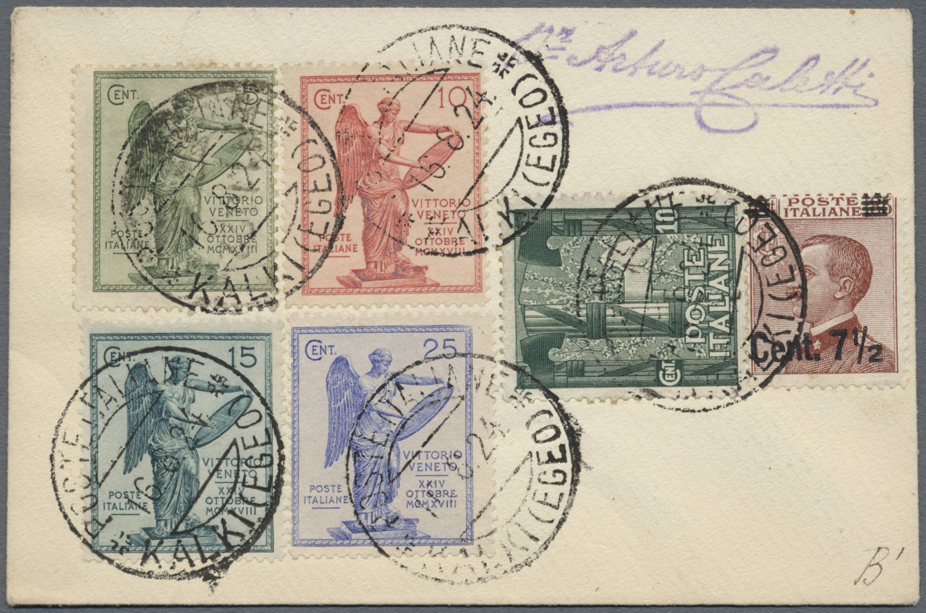 Brfst/Br Ägäische Inseln: 1917/1928, Italy Used In The Aegean, Lot Of Six Pieces And One Cover With Italian F - Aegean