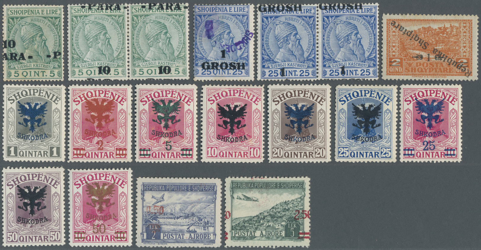 **/*/O/Brfst Albanien: 1913/1953, Mint And Used Lot On Stockcards, E.g. A Nice Selcetion Of Overprint Varieties, - Albania